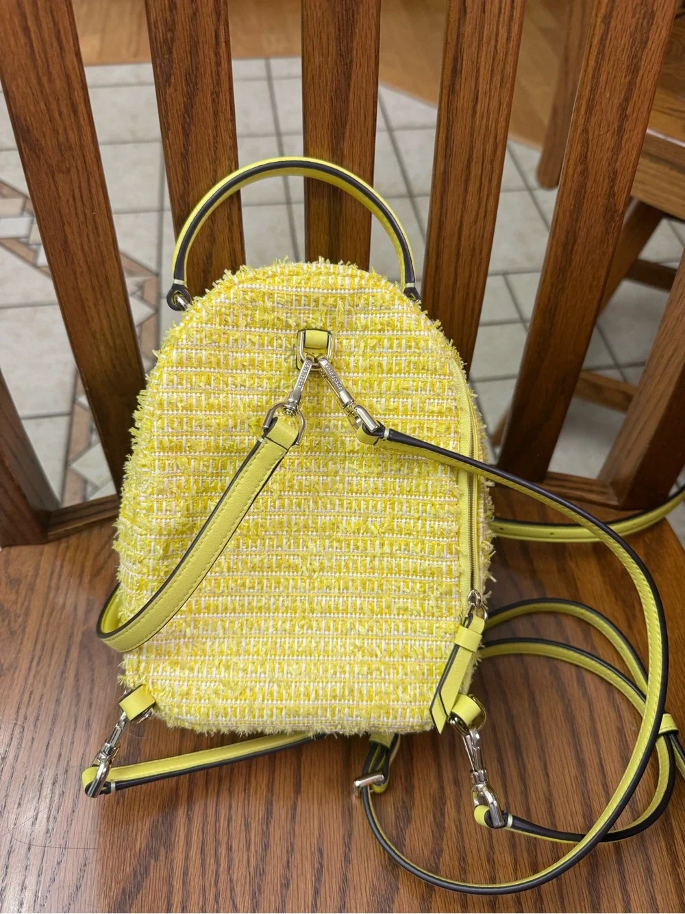 kate spade Yellow Tweed Mini Backpack Purse